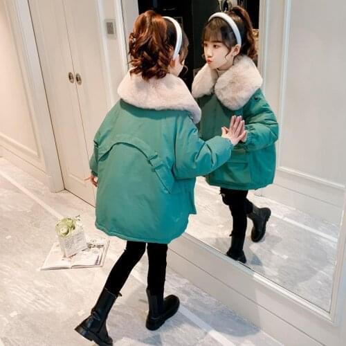 2021 Winter New Childrens Warm Cotton Jackets Girls Clothes Kids&Babys Fur Collar Coats Fashion Girls Clothes Outerwears W162