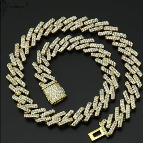 Men Women Hip hop Iced Out Bling Chain Gold Color Necklace Miami Cuban Chains 14mm Necklaces Fashion Charm Jewelry Accessories