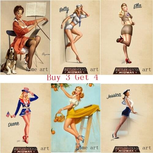 PIN-UP Girl Poster Clear Image Wall Stickers Home Decoration Good Quality Prints White Coated Paper