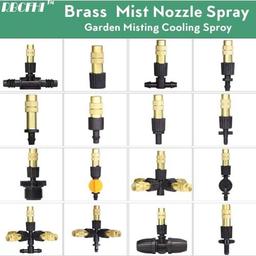 RBCFHI Adjustable Brass Nozzle Garden Plants Lawn Connector Hose Watering Irrigation Cooling Parts Sprinkler Micro-Spray Nozzle