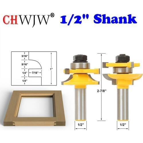 1/2" Shank Rail & Stile Router Bits-Matched 2 Bit Quarter-round door knife Woodworking cutter Tenon Cutter for Woodworking Tools