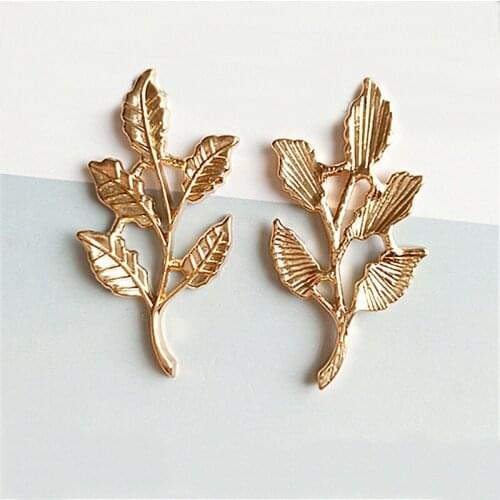 SEA MEW 20 PCS 25*42mm Fashion Metal Alloy KC Gold Leaf Connectors Charm For Jewelry Making