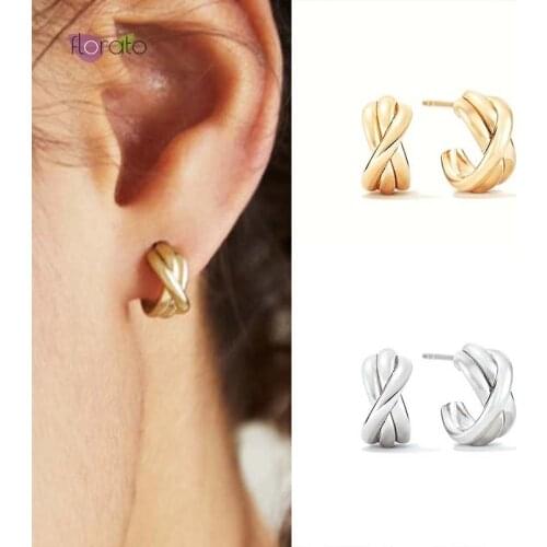 925 Sterling Silver Ear Needle Minimalism Croissant Zircon Stud Earrings Popular Fashion Jewelry For Women Birthday Gifts
