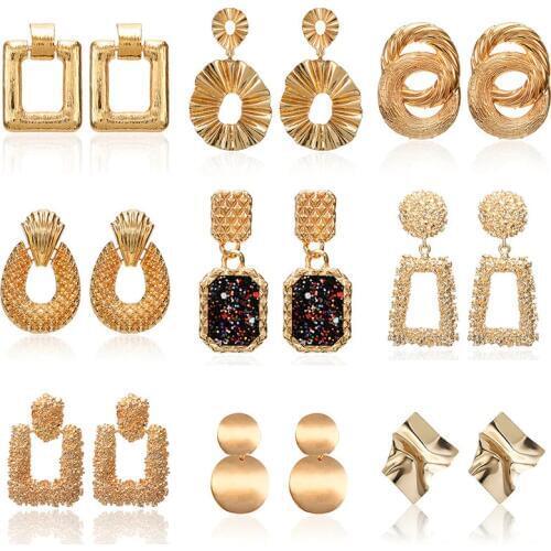 F31 Metal Multicolored Drop Dangle Earrings For Women Geometric Wedding Party Vintage Earring Female Bohemian Bijoux