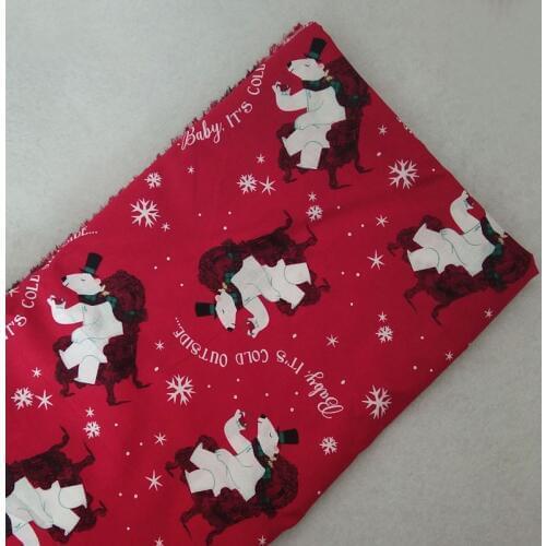 Pretty Merry Christmas Red Bear Chair Snowflake Printed Cotton Fabric Patchwork 50x105cm Apparel Cloth Dress Home Decoration
