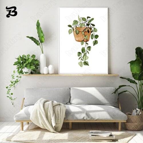 Modern and Vibrant Green Plants Painting Vintage Wall Art Posters and Prints Gallery Gift for Friend Living Room Home Decoration