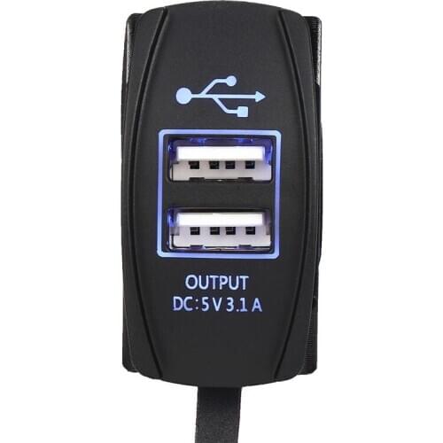 12V & 24V USB Charger Backlit Rocker Switch for Can Motorcycle Charging Tool Output 5v 3.1A Yachts RV accessories