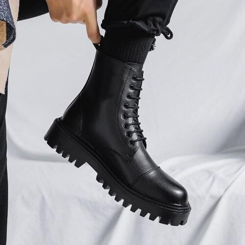 2021 Boots Ladies High-Top British Korean Black Boots All-Match Trendy Shoes Spring And Autumn Mid calf Womens Boots