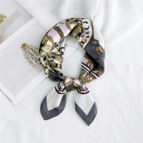 Fashion Girl Bohemian Printed Hair Scarf Elegant Women Small Silk Scarves French Stripe Lady Hair Tie Scarf Bandanas Headdress