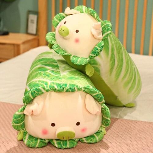 1pc 45/55cm Kawaii Cabbage Pig Plush Toy Soft Cartoon Vegetable Plants Stuffed Doll Long Pillow Sofa Cushion for Girls Gifts
