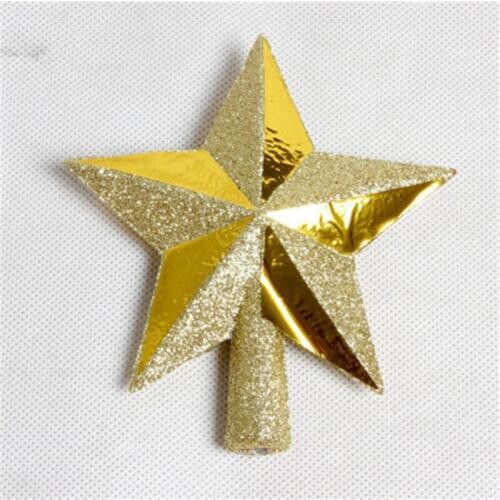 1pcs Red Gold Christmas Tree Topper Star Pentagram Treetop Decor Christmas Tree Plastic Ornament Party Supplies