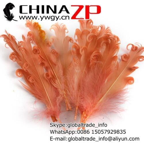 CHINAZP Factory 100pieces/color/lot Top Quality Unique Dyed Coral Goose Satinettes Curled Loose Feathers for Hair Accessories