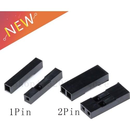 100Pcs/lot 2.54mm 1 Pin 2 Pin Pitch Dupont Jumper Wire Cable Black Plastic Housing Female Pin Connector Case Shell Box 1P/2P
