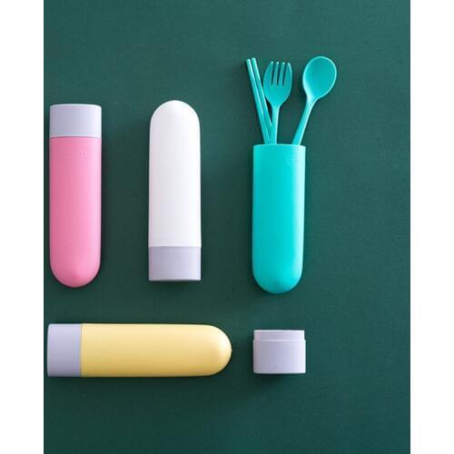 Hot 3Pcs/Set Portable Travel Tableware Environmentally Friendly Simple Fork Set Plastic Outdoor Dinnerware tableware Sets