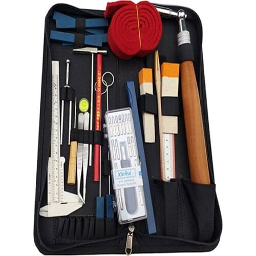 36pcs Piano Tuning Tuner Tool Tuner Kit DIY Set Wrench Hammer Fork Mute Ruler Set for Piano Keyboard Instrument