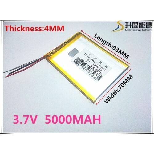 Brand new battery 407093 3.7V 5000mAh Lithium polymer Battery with Protection Board For Tablet PC U25GT Free Shipping