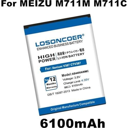 LOSONCOER 6100mAh AB4400AWMC Battery for PHILIPS Xenium V387 CTV387 +Quick Arrive