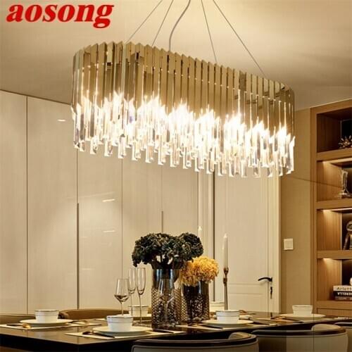 AOSONG Modern LED Crystal Chandelier Lighting Gold Luxury Decorative Fixtures For Living Room Dining Room Villa Duplex