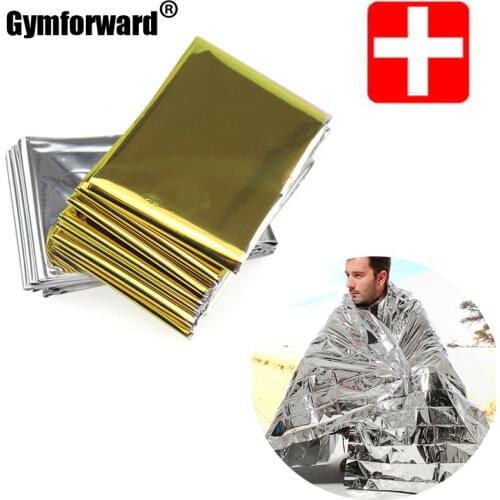 1pc Camping Outdoor Survival Emergency Kit Rescue Blanket Portable First Aid Curtain Emergency Camping Blanket Silver Golden