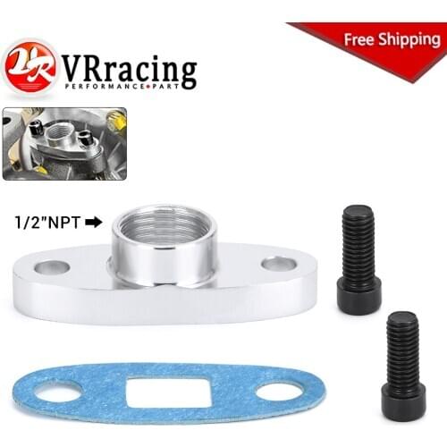 FREE SHIPPING silver T3 T4 T04 GT40 GT55 ODF-02 1/2 NPT Female Aluminum Oil Drain Turbo Flange VR-OGG32