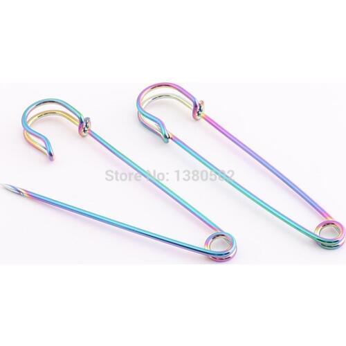 6pcs/lot 76mm 3inch Rainbow Color Brooch pins Large Safety Pins Sewing Tool For Women Earring Decoration