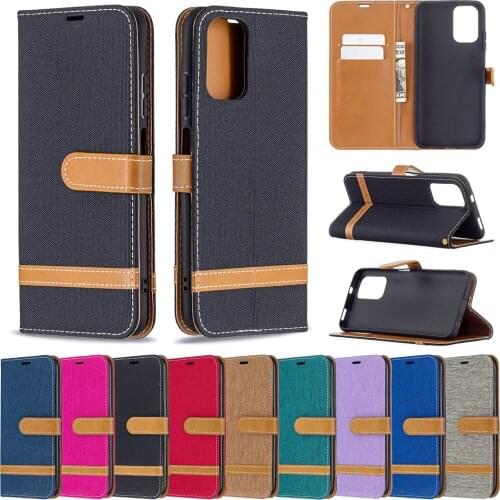 Denim Mixed Color PU Leather Flip Case for Xiaomi Redmi Note 10 Pro Max Etui Fashion Wallet Shockproof Folded Stand Phone Cover