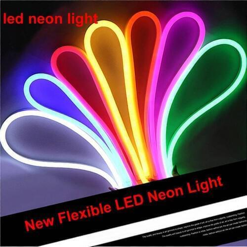 Decoration Holiday Commerical LED Neon Strip Light RGB 220V/110V Flexible Neon Tape Solt Tube Waterproof Outdoor with Plug 10M