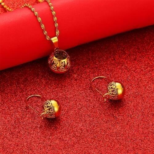 Ethiopian Earrings Pendant for Women Girls Gold Color Jewelry Wholesale Fashion African Arab Jewelry