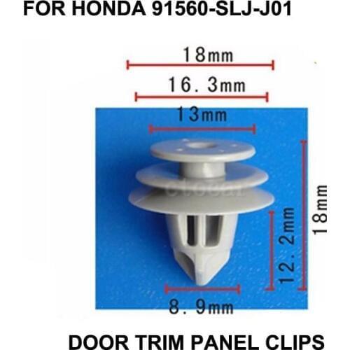 X10pcs OEM Nylon Door Trim Panel Retainer Clip 18x12mm 91560-SLJ-J01 For Honda Acura For Civic, For CR-V & For Pilot / Universal