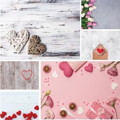Heart Retro Wooden Board Photo Background Vinyl Cloth Backdrop for Lovers Valentines Day Portrait Photoshoot Photography Props