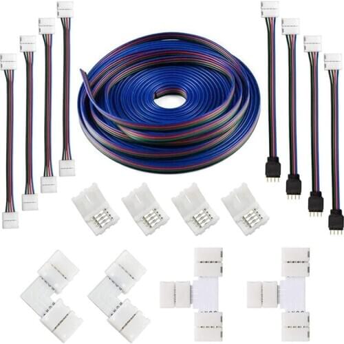 Hot 16.4FT(5M) 4-Pin RGB LED Strip Extension Cable,LED Strips Connectors Kits for 5050 Flexible RGB LED Strip Light