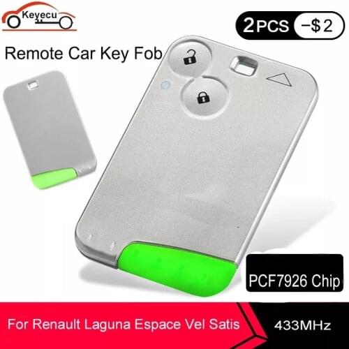 KEYECU For Renault Laguna Espace 2 Buttons 433Mhz Car Smart Key Card PCF7947 ID46 Chip Remote Control Key Keyless Entry