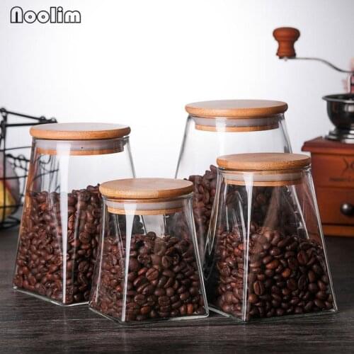 Square Glass Sealed Cans Food Storage Tank Grain Storage Bottle Coffee Tea Sugar Candy Jar Kitchen Storage Container