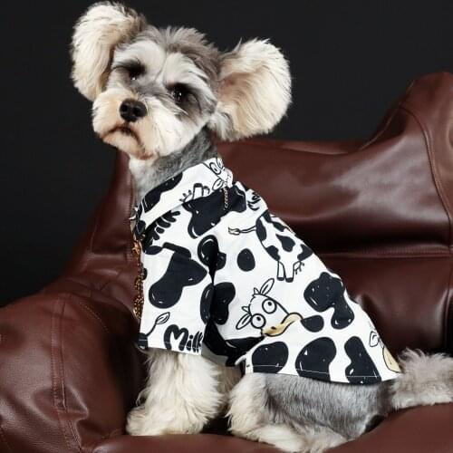 Pet Clothes Summer Thin Style Holiday Cow Shirt Cotton Cloth Teddy Bichon Schnauzer French Bulldog Costume