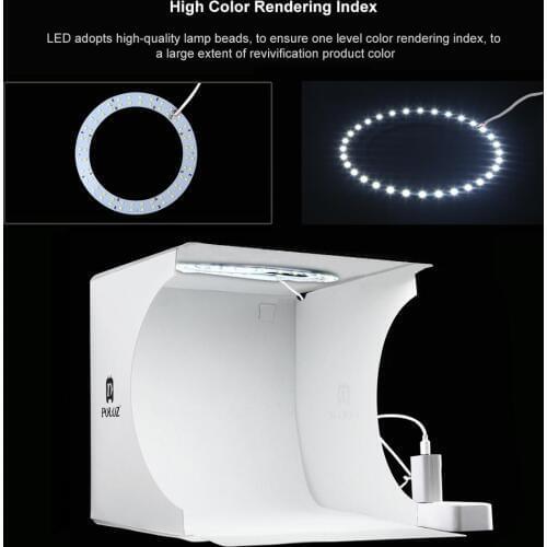 PULUZ Mini LED Ring Light box Lightbox Photo Studio Box Photography Light Studio Shooting Tent Box Kit & 6 Color Backdrops
