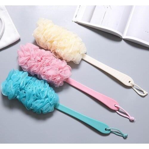 Fashion New Long Handle Hanging Soft Mesh Back Body Bath Shower Scrubber Brush Sponge For Bathroom Hot Sale Shower Brush