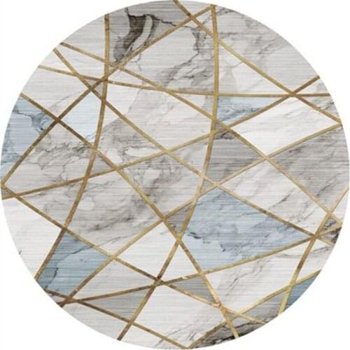 Nordic Rug Round Geometric Light Blue Carpet For Living Room Decor Geometric Computer Chair Rug Bedside Cloakroom Anti-skid Mat