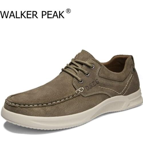 2021 New Mens Shoes Casual Natural Leather Fashion Outdoor Shoe Male Suede Lightweight Vintage Footwear Lace-up Solid Shoes
