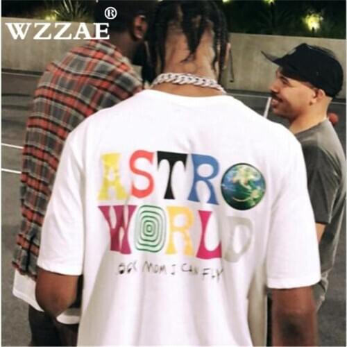 New Fashion Hip Hop T Shirt Men Women Travis Scotts ASTROWORLD Harajuku T-Shirts WISH YOU WERE HERE Letter Print Tees Tops