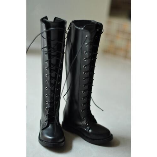 BJD doll shoes 1/3 1/4 Uncle size stylish black lace-up boots high waisted straight Martines boots doll accessories
