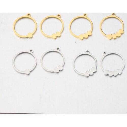 50pc 15mm Mirror polish Stainless Steel Hollow Circle Heart Charm For Necklace/bracelet DIY Women Handmade Jewelry Making