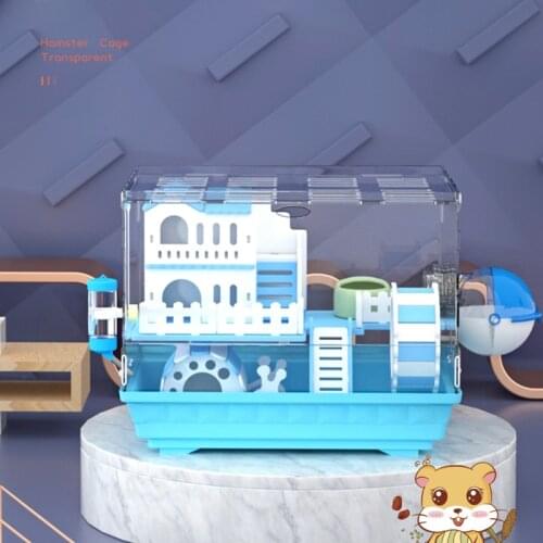 Panoramic Transparent Hamster Cage Acrylic Guinea Pig Nest Double-storey Hamster House Small Pet Summer Cool Villa