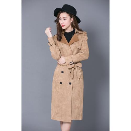 Size Large 6XL Women Autumn Spring Trench coat Brand long sleeve belt ladies' red clothing Windbreaker Outwear LX1334