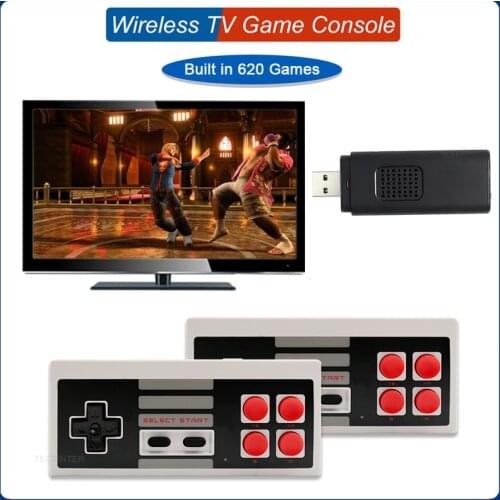 Retro TV Video Game Console Stick 8 Bit Wireless Double Controller Build In 620 Classic Games Handheld Game Player AV Output