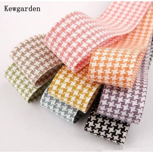 Kewgarden Houndstooth Ribbon 1.5" 1" 10mm 25mm 38mm DIY Hairbow Brooch Accessories Handmade Tape Packing Riband Webbing 10 Yards