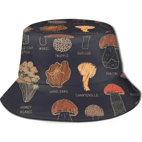 NOISYDESIGNS Summer Foldable Bucket Hat for Women Mushroom Fungus Printed Sun Beach Hat Street Headwear Fisherman Outdoor Hat