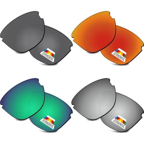Bwake 4 Pairs Black & Silver & Green & Fire Red Polarized Replacement Lenses for-Oakley Frogskins Lite OO9374 Sunglasses Frame