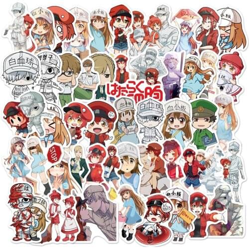 10/30/50pcs Anime Hataraku Saibou Stickers for Laptop Skateboard Luggage Motorcycle Waterproof Cells At Work Decal Sticker Toy