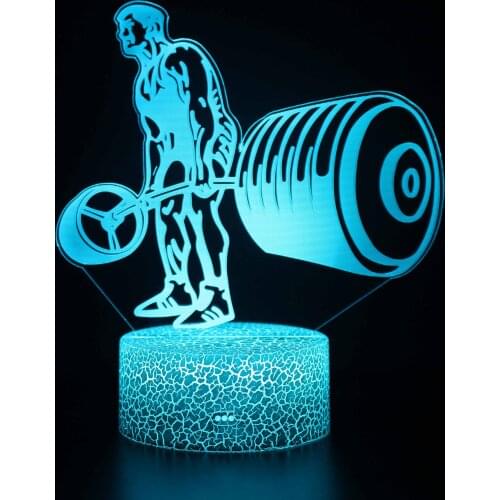 Remote Control 3D LED Table Lamp Optical Illusion Bulbing Night Light Weight Lifting 7 Colors Changing Touch USB Bedside Lamps