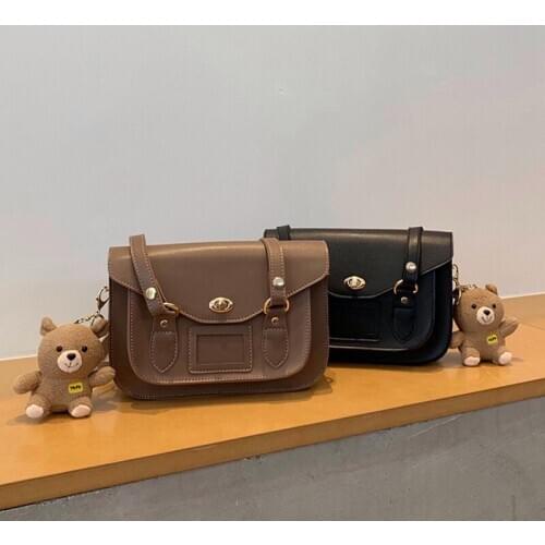 Japanese Preppy Style Vintage Satchels Women Casual Single Shoulder Bag Pu Leather Tote Handbag Fashion Messenger Bag Flap Bags